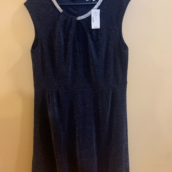 🍉 Cleo petite dress NWT, size 16, plus size, navy sparkles, jewelled neckline - Picture 2 of 7
